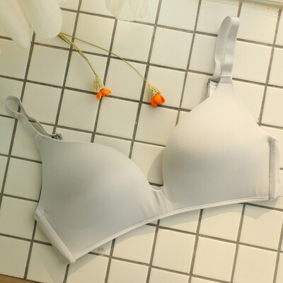 

Honey Pig no trace no steel ring thin section gathered small chest ladies sports underwear smooth girl bra sexy bra W4625 light gray 75B