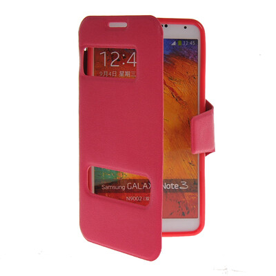

MOONCASE View Window Leather Side Flip Pouch Stand Shell Back ЧЕХОЛ ДЛЯ Samsung Galaxy Note 3 N9000 Hot pink