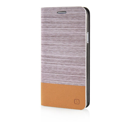 

MOONCASE Canvas Design Leather Side Flip Wallet Pouch Stand Shell Back Case Cover for Samsung Galaxy E7 Light Brown