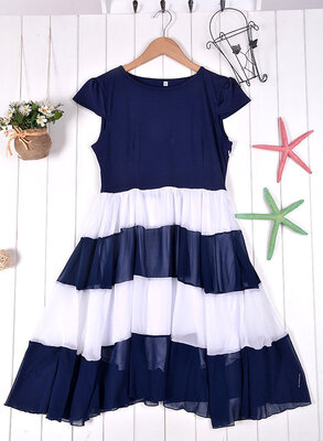 

Womens Summer Mesh Chiffon Striped Cocktail Joint Stripe Dress