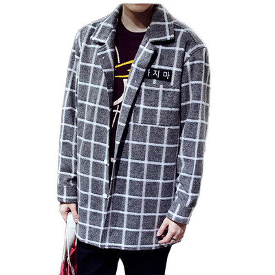

Zogaa Winter New Men's Wool Coat Grid Casual