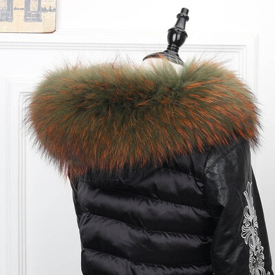 

MSMinShu Big Fur Collar Genuine Raccoon Fur Hood Trim Scarf Black Color Hoodie Fur Trim Fox Fur Collar Scarf Custom Made