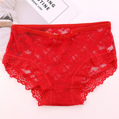 

4pcs Girls Low Waist Lace Sexy Underpants Hollow Underwear Cute Womens Lace Briefs Panties Triangularpant