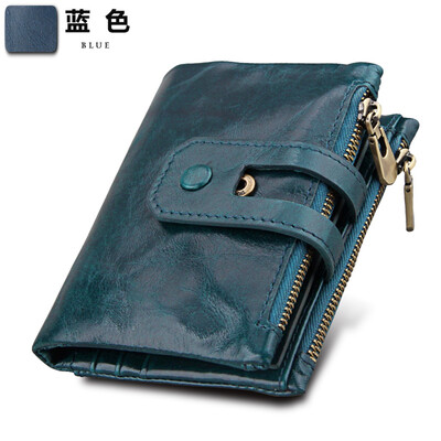 

Leather mens wallet anti-theft brush RFID first layer leather wallet crazy horse leather casual wallet