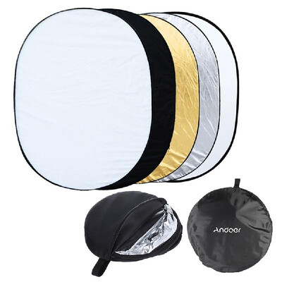 

Andoer 35" 47" 90 120cm Oval 5 in 1 Gold Silver White Black Translucent Multi Portable Collapsible Studio Photo Photog
