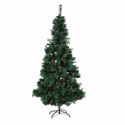 

7&39 Deluxe PVC Christmas Tree With Pinecone Auto Spruce Solid Metal Stand 1000 Tips Full Tree National Tree Decor Supplies
