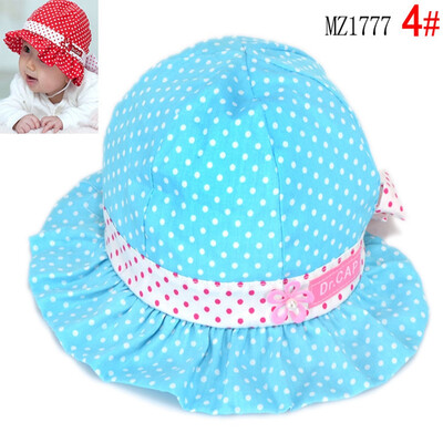 

Buebos Ninos Spring Summer Baby Kids Sun Protection Hat Polka Dot Chin Strap Fabric Cap