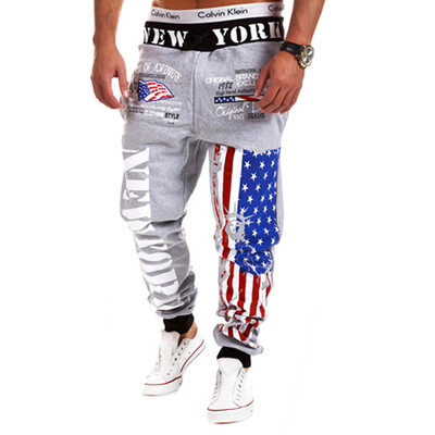 

CT&HF Men Fashion Personality Trousers Creative Printing Loosely Contracted Sweatpants Cotton Trousers