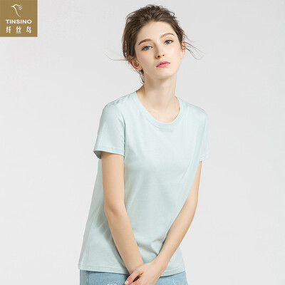 

Filament bird TINSINO womens bottoming shirt comfortable&breathable slim round neck T-shirt female models WHY90421 tender carbon green
