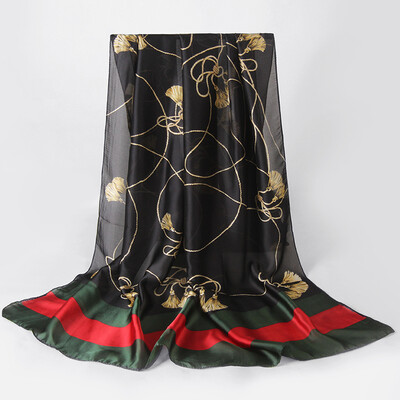 

Shanghai story STORY Of SHANGHAI imitation silkworm silk scarf lady autumn&winter casual scarf shawl simple style black