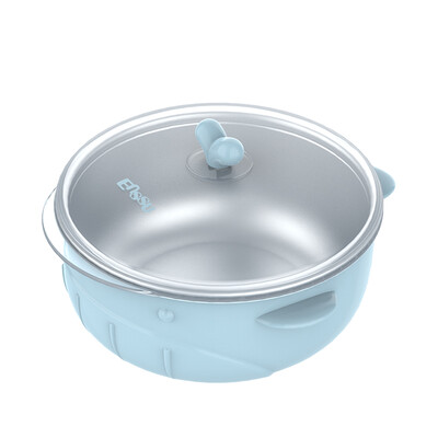 

Sakura Shu Enssu childrens tableware binaural bowl infant tableware baby stainless steel food supplement heat-resistant bowl newborn anti-skid training insulation bowl with lid ES3161