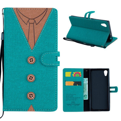 

MOONCASE Sony Xperia XA1 stitching embossed mens leather case - green