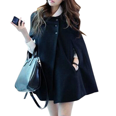 

CT&HF Women Temperament Sweet Cape Coat Korea Fashion Pure Color Coat Women Irregular Design Elegant Coat