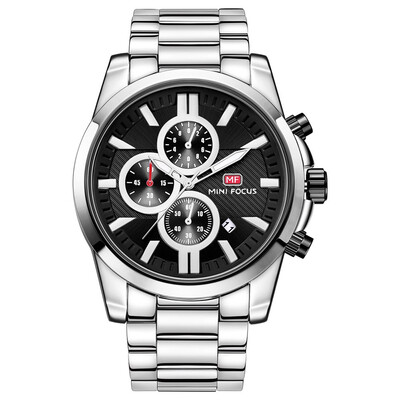 

BOFUTE Male Watches Fashion Business Watch Quartz Watches True Three Eyes Calendar Luminous Waterproof Metal Strap 0134G