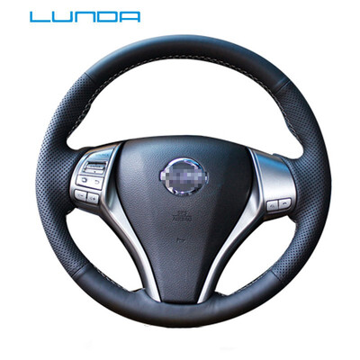

LUNDA Black Artificial Leather Car Steering Wheel Cover for Nissan QASHQAI X-Trail NV200 Rogue