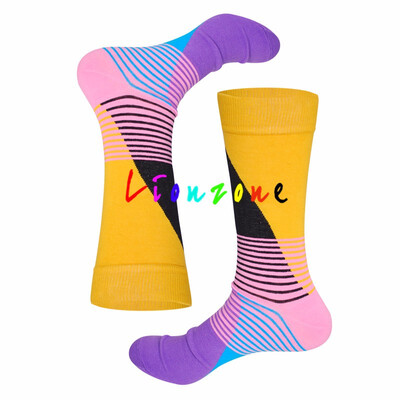 

LIONZONE 2018 Happy Socks Men Women Lovers Colored Cotton Men Socks With Fine Striped Lattice Diamond Shaped Socks Funny Gift