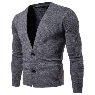

AOWOFS Europe code AliExpress best selling explosions pure knit shirt Slim long-sleeved V-neck knit cardigan mens tide YM011