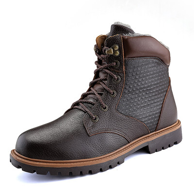 

Mens Boots High Cut Shoes For Men Winter Boots Genuine Leather Martin Boots Black Brown Size 37-46