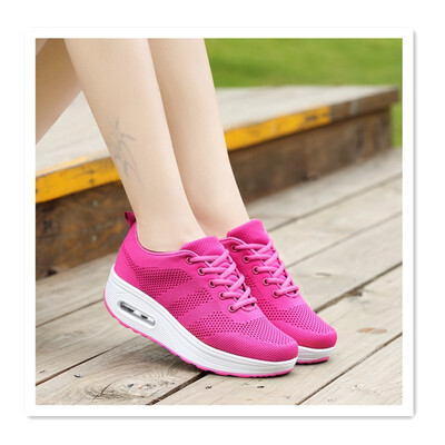 

2018 new flying woven mesh breathable womens shoes sports&leisure walking shoes breathable lightweight platform casual shoes