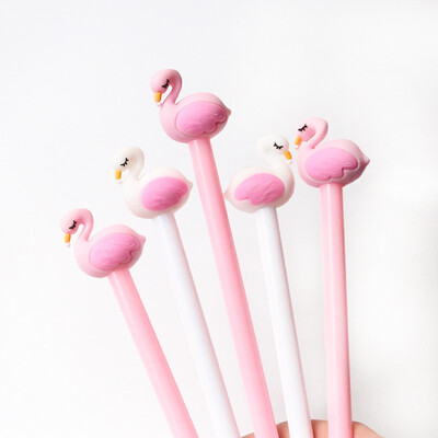 

2pcslot 05mm Black Ink Flamingo Korean Cute Kawaii Japanease Gel Ink Pen Office School Writing Supplies Stationery Pink