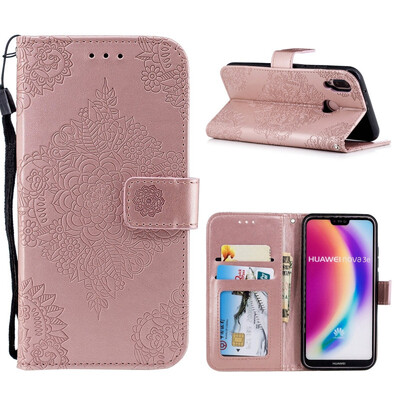 

MOONCASE Huawei P20 Lite Blue&White Porcelain Embossed Leather Case - Rose Gold