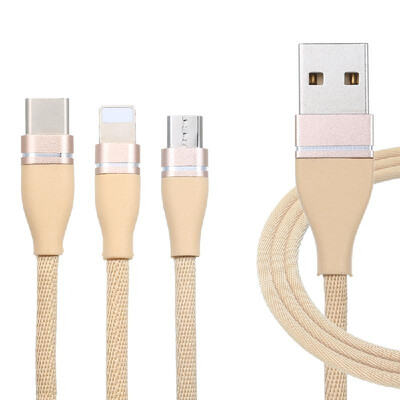 

3in1 USB Cable Multiple 3ft Nylon Coarted Smartphone Charging Cord with Micro USB Connectors Ports Nylon Cords Adapter for iPhone