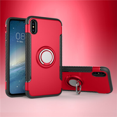 

Fecoprior Back Cover For iPhone  X iPhoneXS Case Car Holder Stand Hard PC Silicon Ring Suction Bracket Celulars