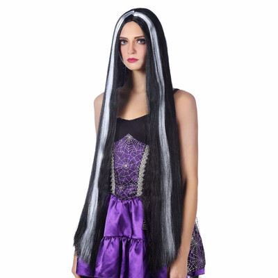 

35 Straight Witch Wig Purple Pink White Black Ombre Long Synthetic Hair Cosplay Wigs For Women Heat Resistant 215g