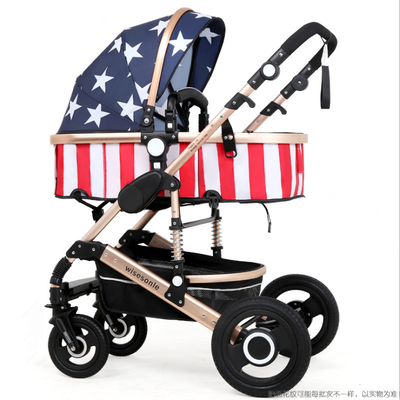 

Wisesonle baby stroller high view stroller baby can sit or lie flat on two sides light four-wheel vibration-absorbent trolley Cali