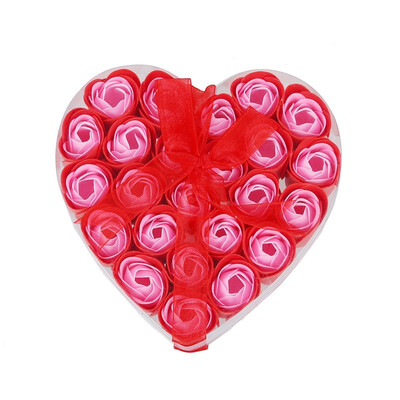 

UpperX 24 Pcs Red Scented Bath Soap Rose Petal in Heart Box