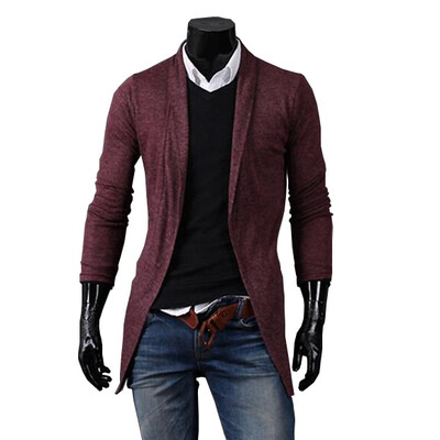 

Zogaa New Men's Cardigan Medium Length Casual Slim