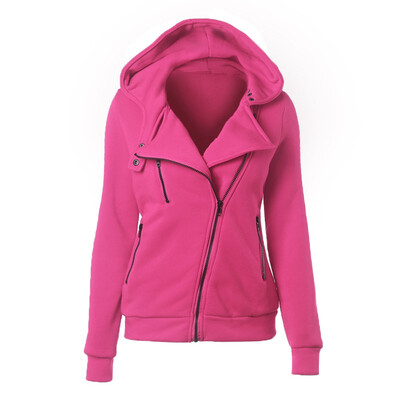 

Basic Jackets Jacket Women Fashion Women Coat Diagonal Zipper Hooded Sweater Casual Dress
