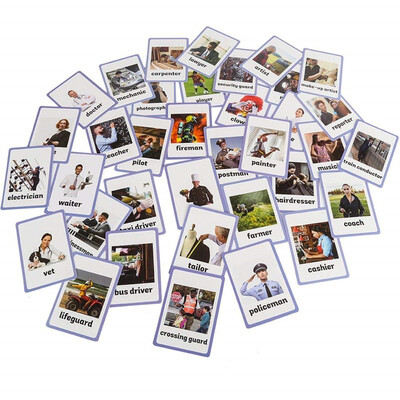 

37pc- Occupations Flash Cards-English word learning card&pocket size flash card for Preschool children-English Vocabulary Cards