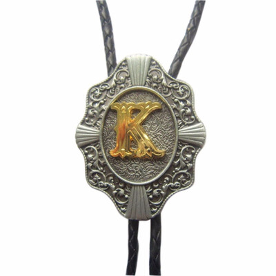 

Men Bolo Tie Original Initial Letter Western Cowboy Cowgirl Wedding Bolo Tie Leather Necklace