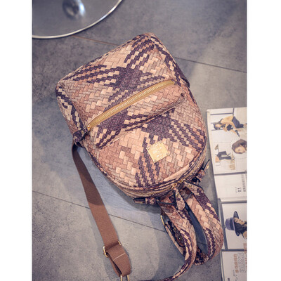 

New winter fashion women leather handbags woven backpack high quality shoulder bag leather travel bags school backpacks