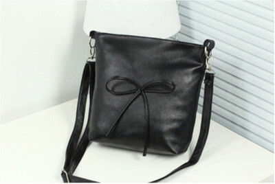 

Bow Handbag Tote Brief Leather Women's Shoulder Bag Candy Color Designer Bucket