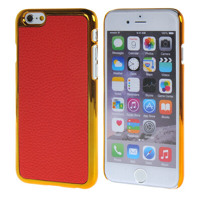 

MOONCASE Litchi Skin Gold Chrome Hard Back Case Cover for Apple iPhone 6 Plus (5.5") Red