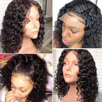 

9A Lace Front Human Hair Wigs Deep Curly Brazilian Virgin Hair Wigs with Baby Hair Pre Plucked 150 Density Wigs for Women
