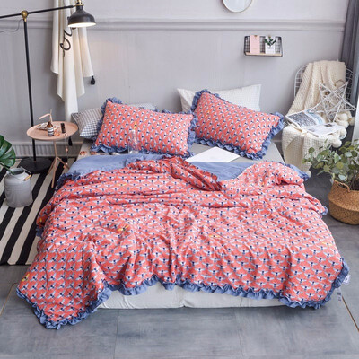 

New Lotus Leaf Edge Washing Cotton Summer By Imitation Pure Cotton Comfortable Air Conditioning Blanket Cool Summer Blanket