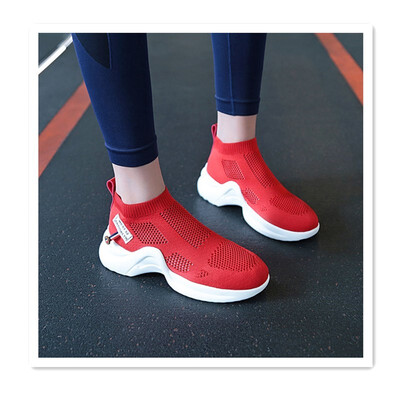 

Slope heel height shoes thick bottom elastic socks hollow breathable sports shoes student casual shoes