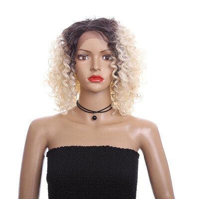 

YYONG Short Wigs T4613 Color 14 Inch Lace Wigs Kinky Curly Synthetic Wigs For Women Heat Resisitant Hair Lace Wigs