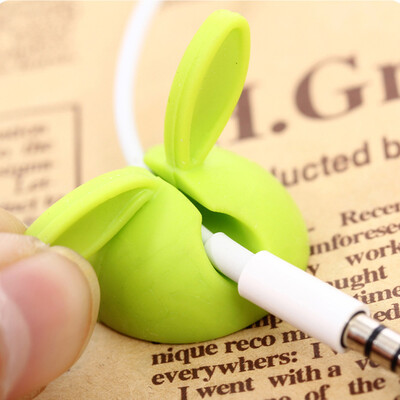 

4pcs Rabbit Ear Cable Cord Wire Line Organizer Clips Fixer Fastener Holder Green