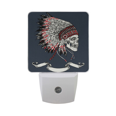 

ALAZA LED Night Light With Smart Dusk To Dawn SensorMystic Shaman With Tribal Skull Plug In Night Light