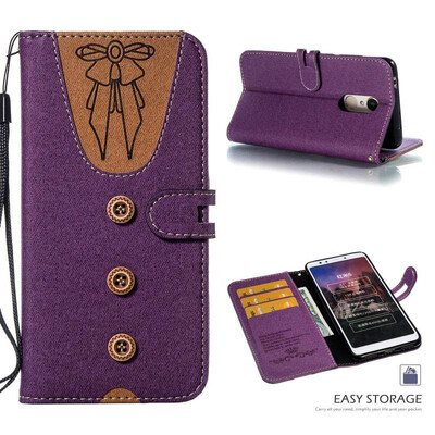 

MOONCASE Millet red rice 5 stitching embossed womens leather case - purple