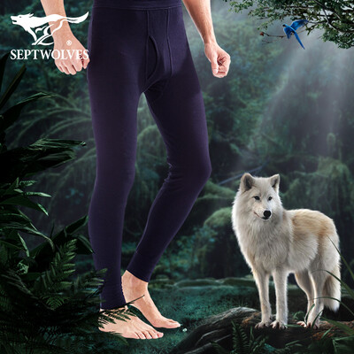 

Seven wolves Qiuyi Qiuku mens cotton thin section warm pants mens Qiuku single piece Slim warm pants 98753 light gray