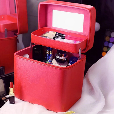

Jinghuisi Chuang JH0151 large-capacity cosmetic bag wash bag cosmetic case portable cosmetic case storage bag jewelry box female red double layer