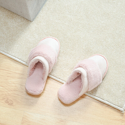 

Baicaoyuan couple autumn&winter cotton slippers thickening fur indoor slippers home warm cotton slippers female models pink 39-40