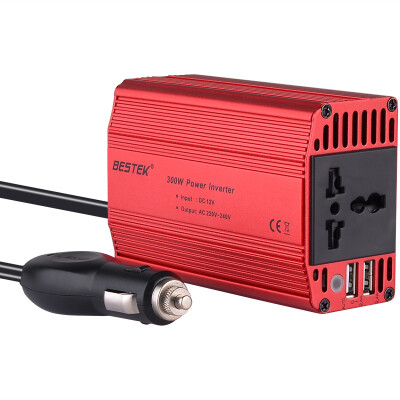 

BESTEK Inverter MRI3012BU Red 12V to 220V 300W Continuous Output Car Power Adapter USB Car Charger