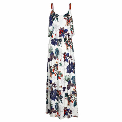 

Womens Sleeveless Adjustable Strappy Summer Ruffles Floral Flared Flower Printed Mini Swing Dress