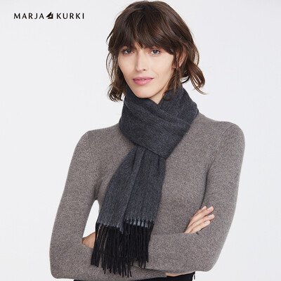 

Maria Gucci MARJA KURKI double-sided cashmere scarf couple solid color autumn&winter warm tassel scarf men&women cloud castle 1O542095 dark gray light gray